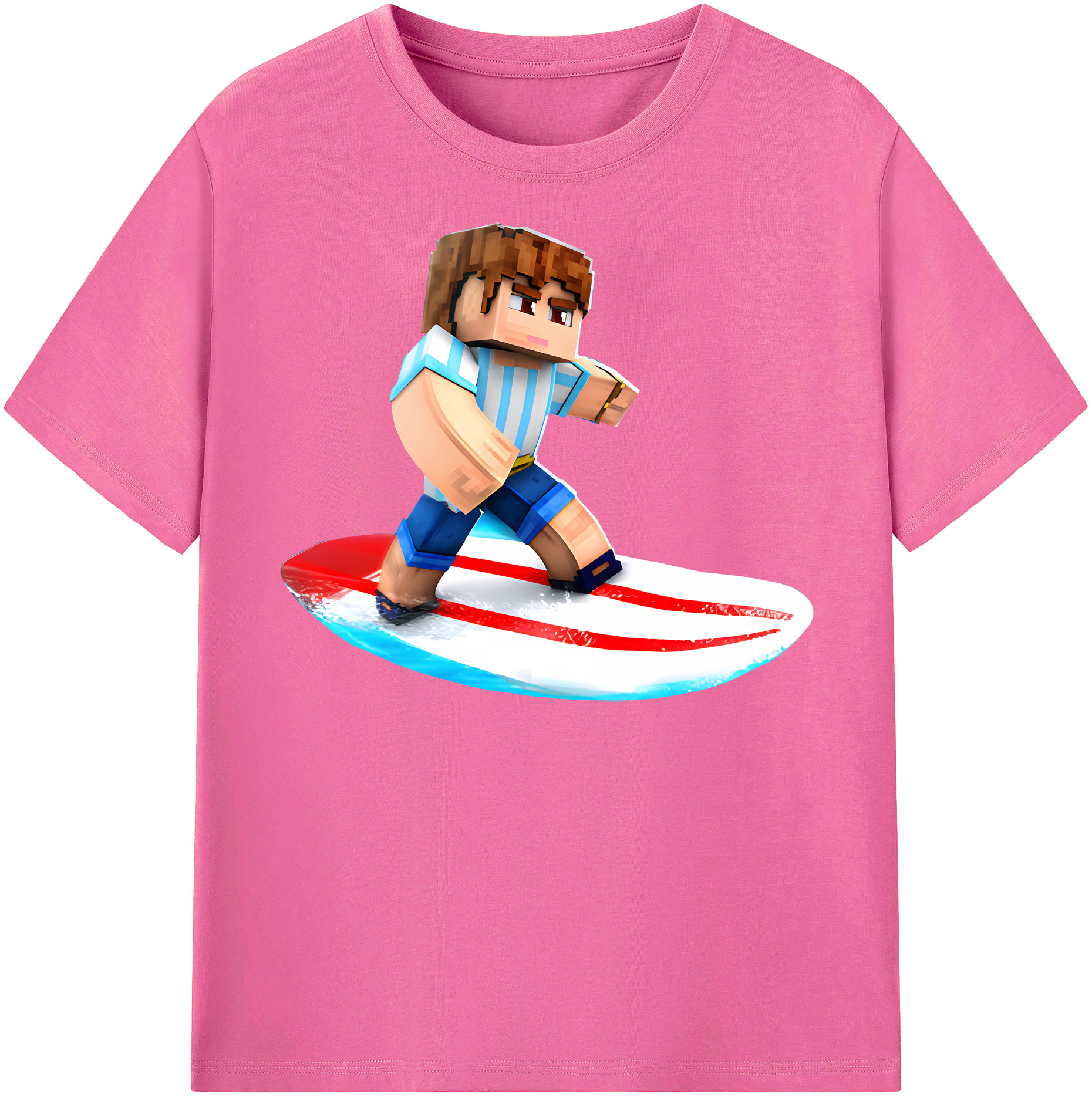 （画像用） マインクラフト ブロックの世界 Minecraft MC Block world レディースカジュアルプリントTシャツ（綿100％）